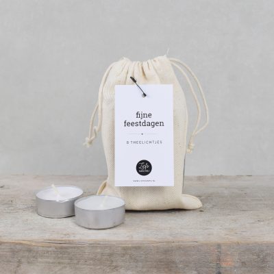 Theelichtjes bedankje 'fijne feestdagen' - ecru