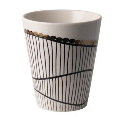 Theekopje zwart/goud streep