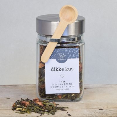 Thee cadeau 'Dikke kus' - blauw - potje