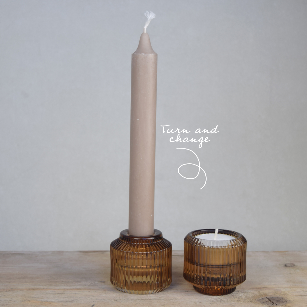 Turn & change kaarsenhouder warm bruin S