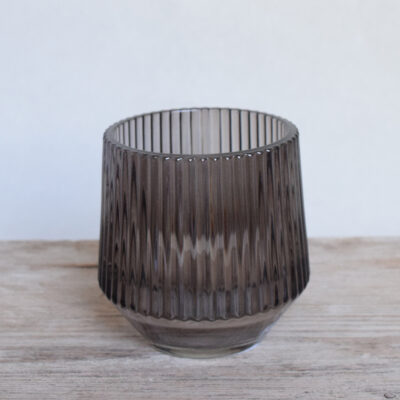 Theelichthouder grijs ribbel