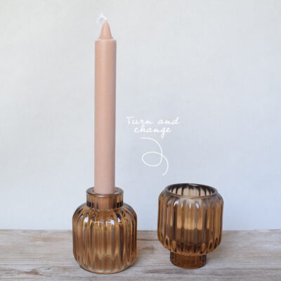 Turn & change kaarsenhouder bruin L