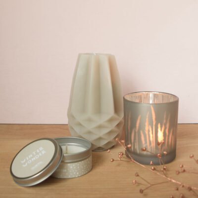 Voordeel kaarsenhouderset inclusief kaarsen - grijs