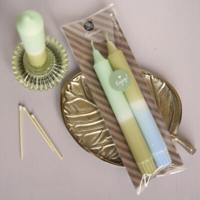 Dip dye kaarsen 2 stuks cadeau - Spring