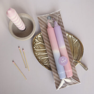 Dip dye kaarsen 2 stuks cadeau - Happy