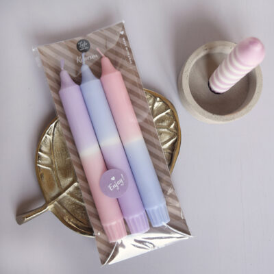Dip dye kaarsen 3 stuks cadeau - Happy
