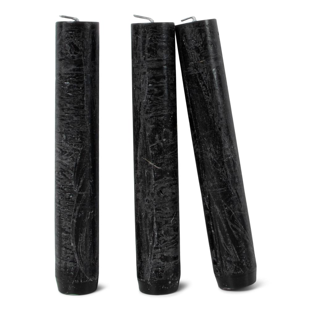 Kaarsen set 3 stuks zwart rustiek - Afbeelding 2