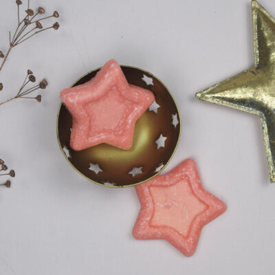 Amberblokje in zakje - roze - ster