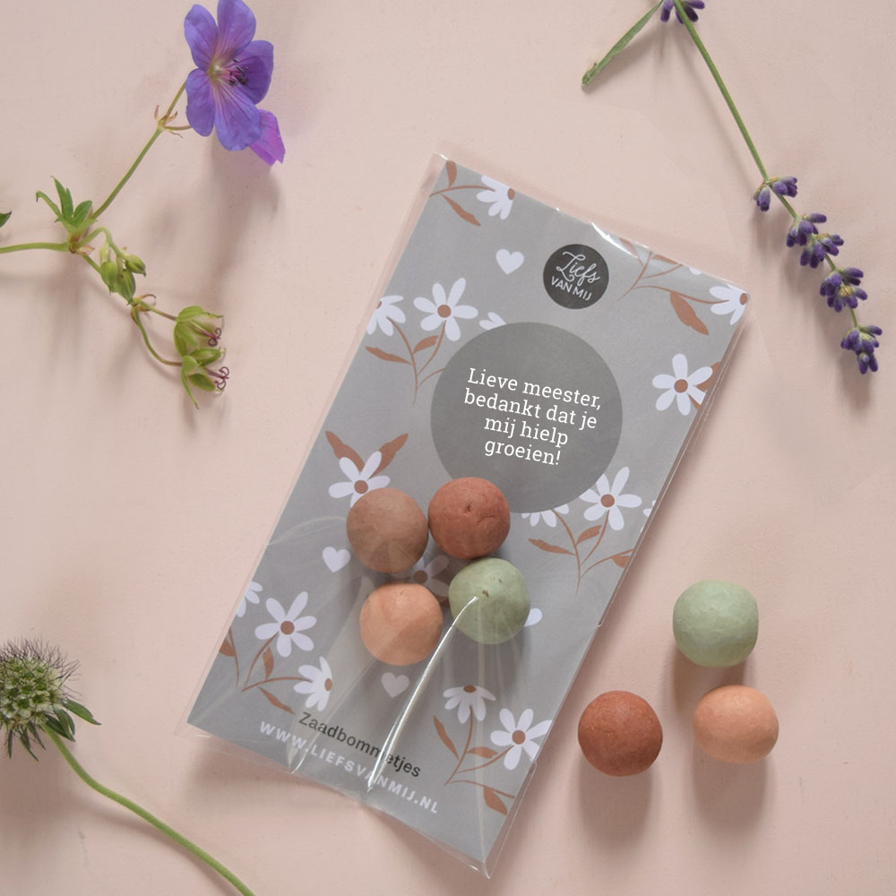 Zaadbommetjes Blossombs MEESTER "Lieve Meester, bedankt dat je mij hielp groeien!