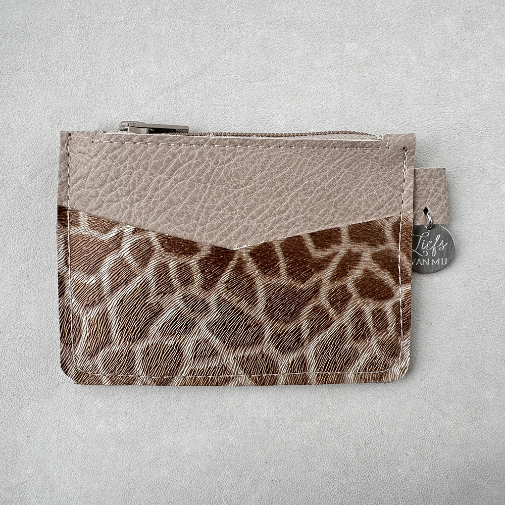 Portemonnee rits taupe giraffe
