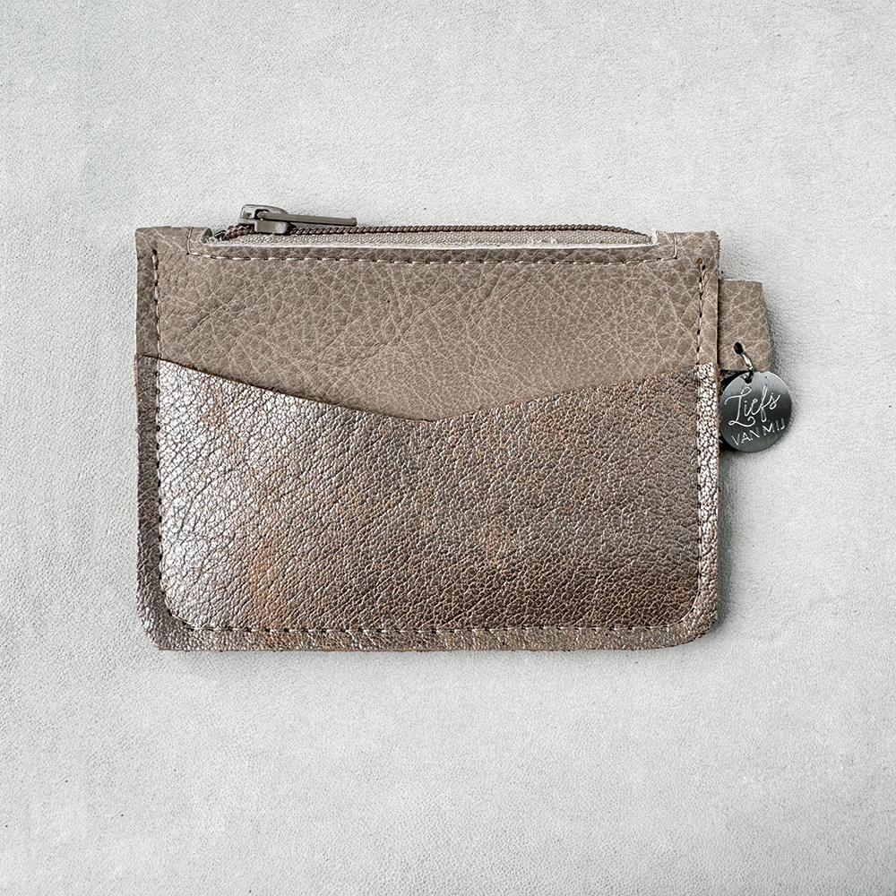 Portemonnee rits taupe metallic