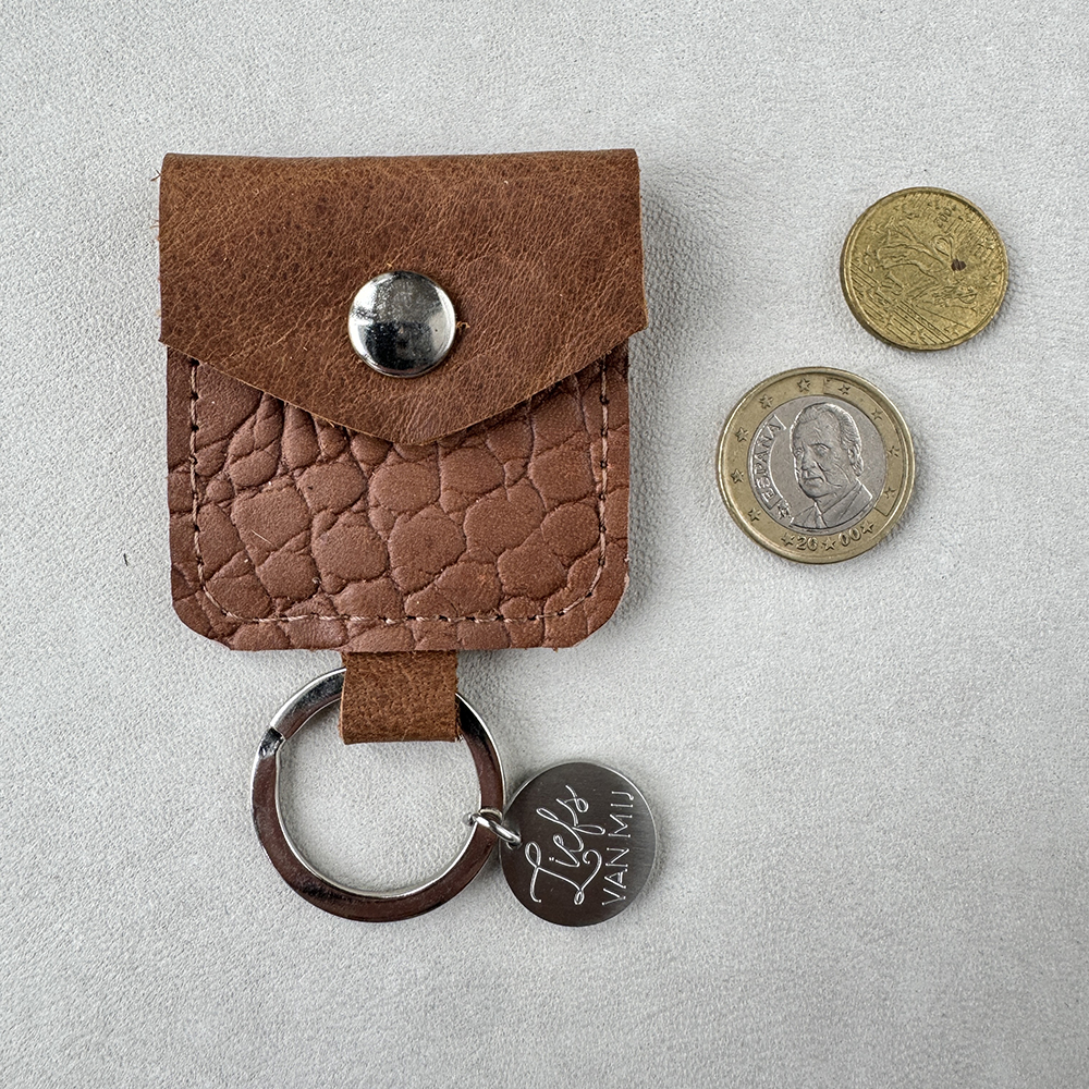 Sleutelhanger mini portemonnee cognac kroko